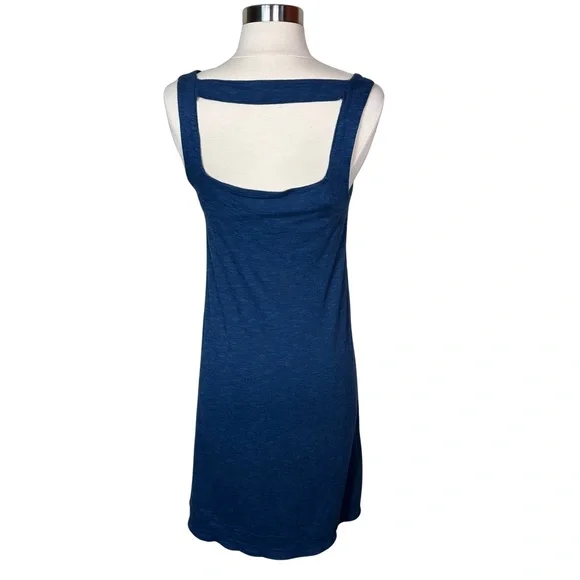 Horny Toad Organic Cotton Blend Scoop Neck Casual Blue Cutout Back Midi Dress M - Picture 5 of 8